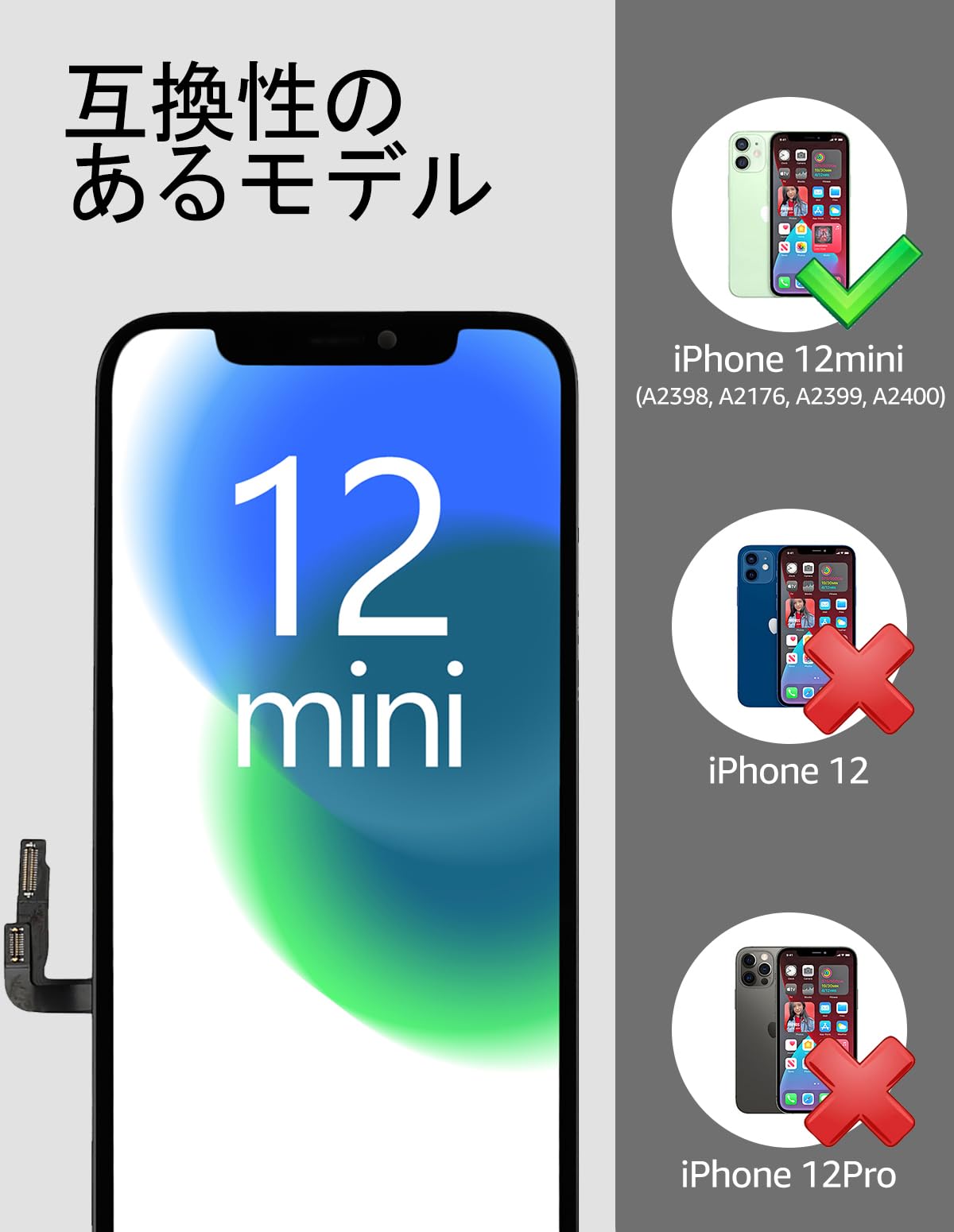 Amazon.co.jp: Bokman for iPhone 12 mini 液晶パネル 画面交換 キット